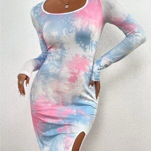 Tie-Dye Long Sleeve Dress